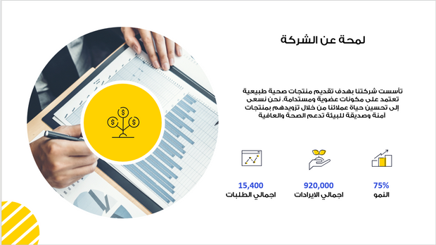 قالب البوربوينت - تعريف بالشركة مع مثال شركة المنتجات الصحية الطبيعية - 13 شريحة