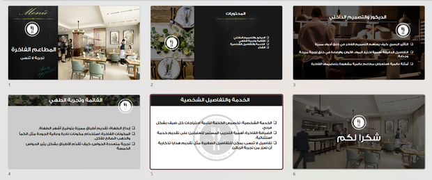 عرض البوربوينت-  المطاعم الفاخرة - 6 شريحة