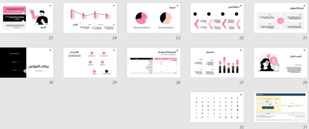 قالب عرض تقديمي تصميم بسيط لفكرة عمل -32 شريحة